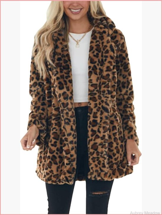 Jackets & Blazers - Faux Fur Coat with Lapel Collar, Side Pockets, Open Front